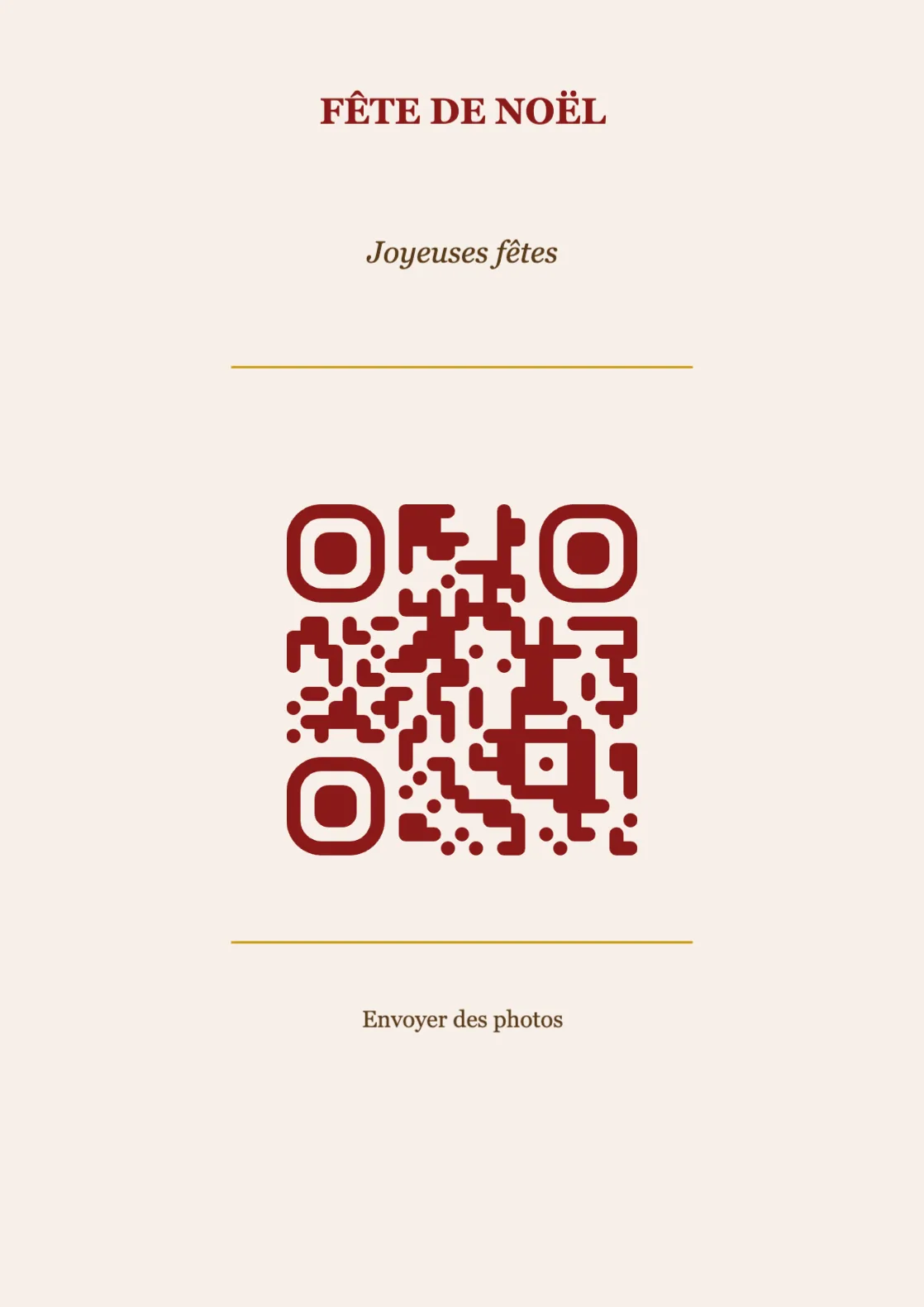 Modèle de marque-place avec QR code pour Noël, Classique A4 portrait