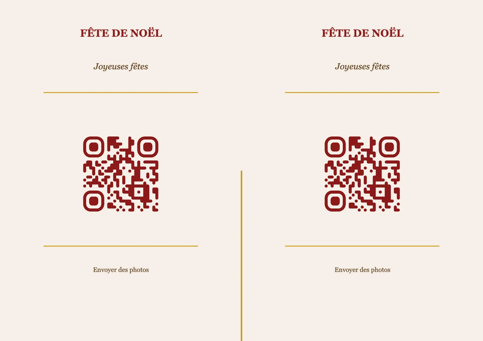 Modèle de marque-place avec QR code pour Noël, Classique A4 paysage à plier