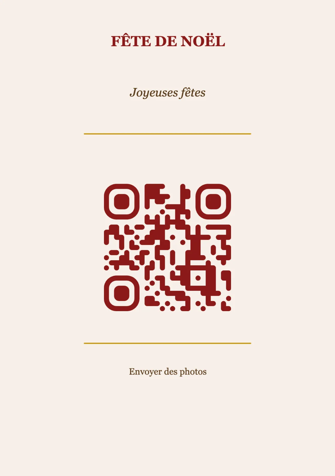 Modèle de marque-place avec QR code pour Noël, Classique A5 portrait