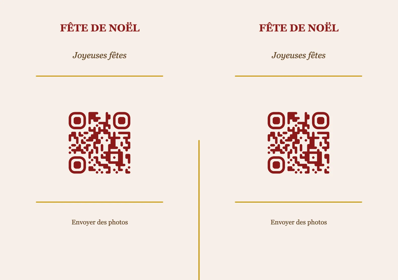 Modèle de marque-place avec QR code pour Noël, Classique A5 paysage à plier