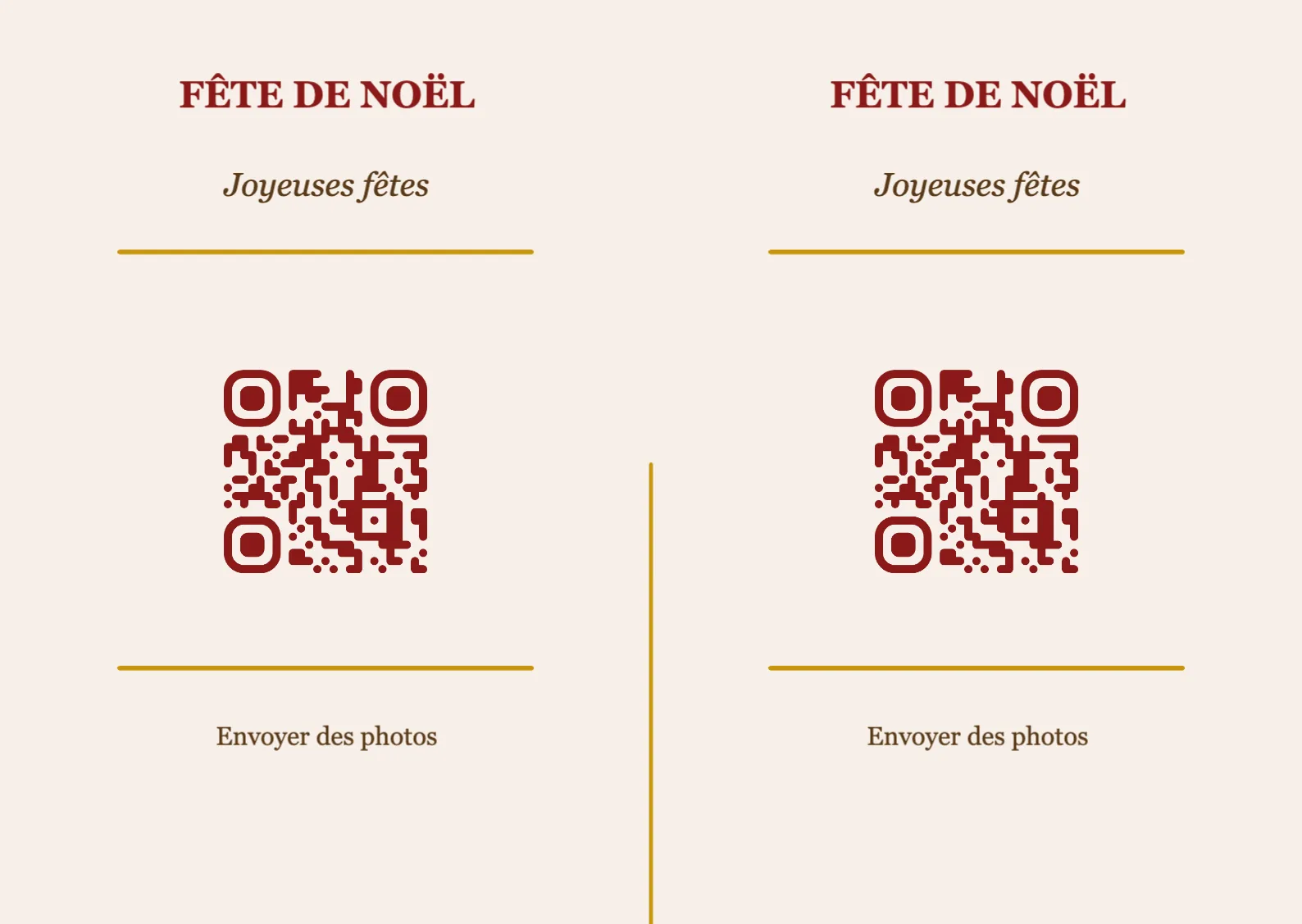 Modèle de marque-place avec QR code pour Noël, Classique A6 paysage à plier