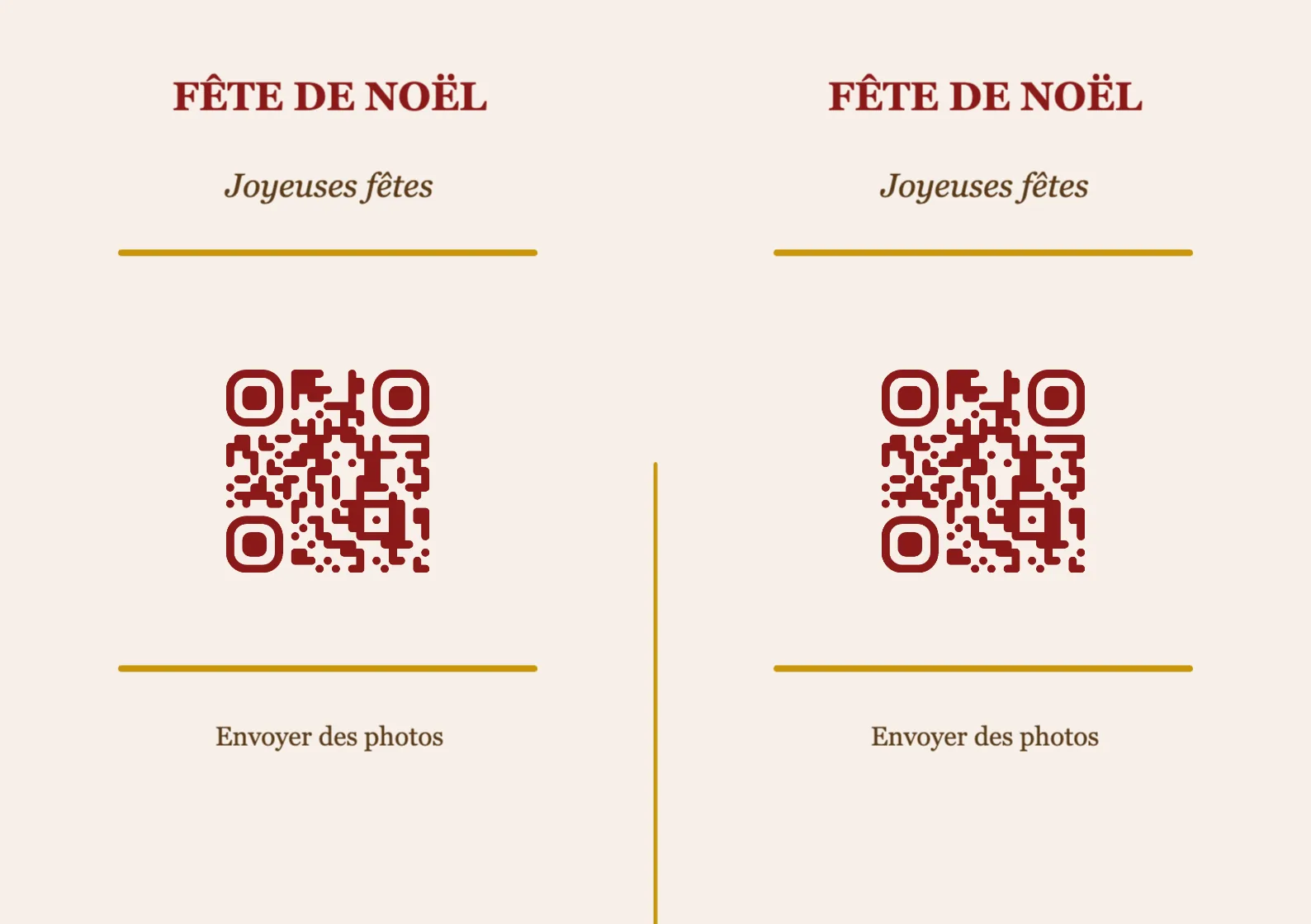 Modèle de marque-place avec QR code pour Noël, Classique A7 paysage à plier