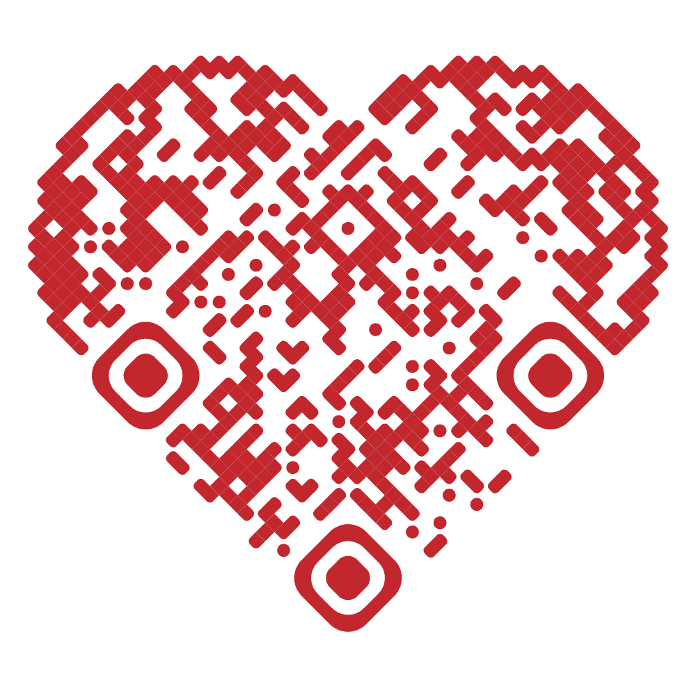 Heart shaped QR code created with the free EventPics QR code generator