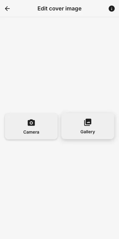 Choosing camera or gallery for the cover image