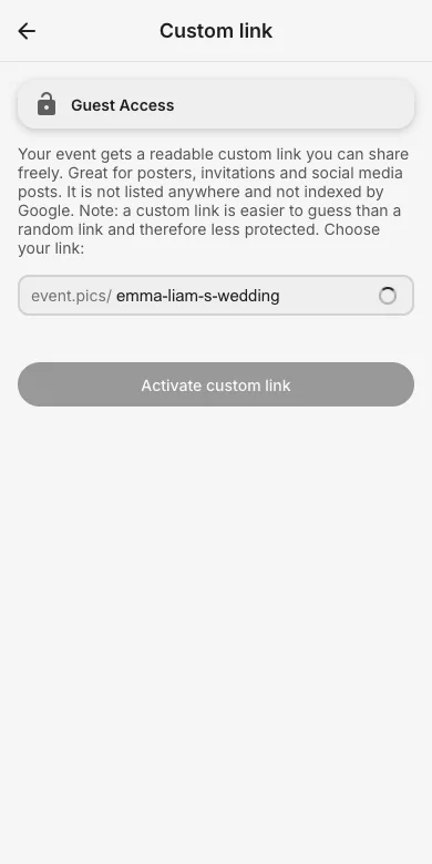 Custom link dialog with explanation and input