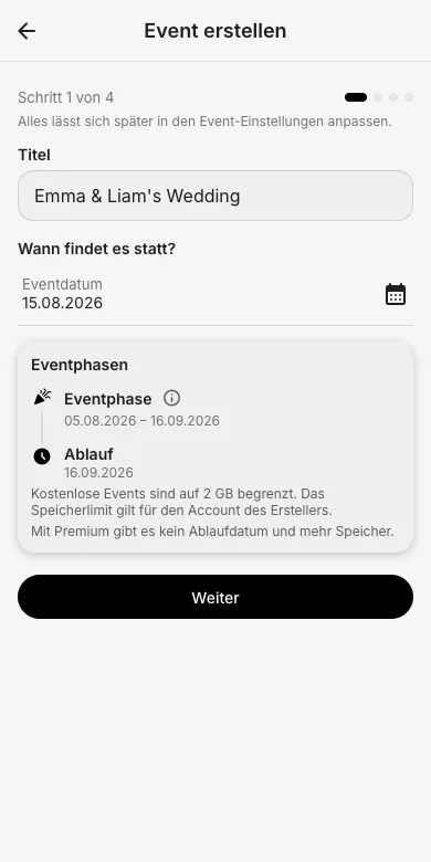 Schritt 1: Titel und Datum