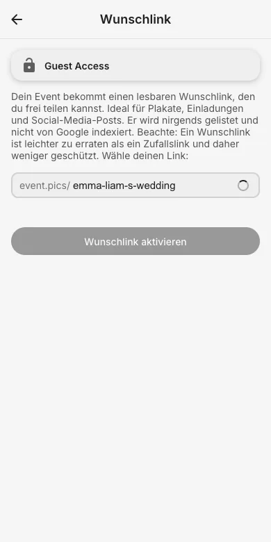 Den Wunschlink-Dialog öffnen