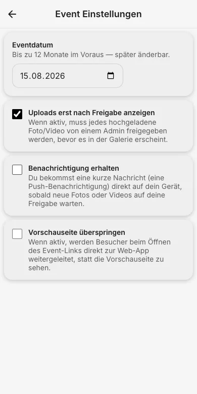 In den Event-Einstellungen aktivieren