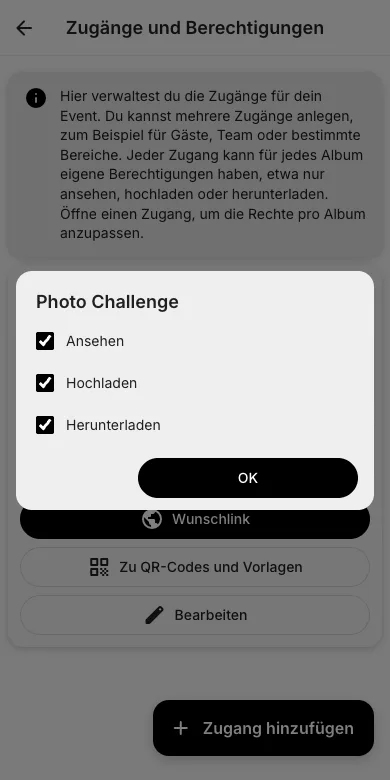 Rechte pro Album anpassen