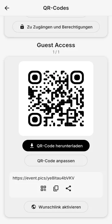 Den passenden QR-Code teilen