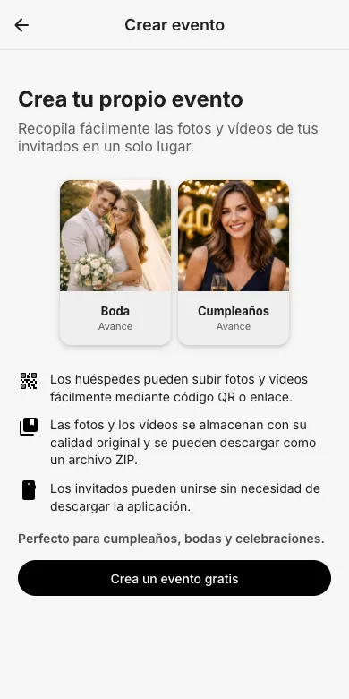Abre EventPics y toca 