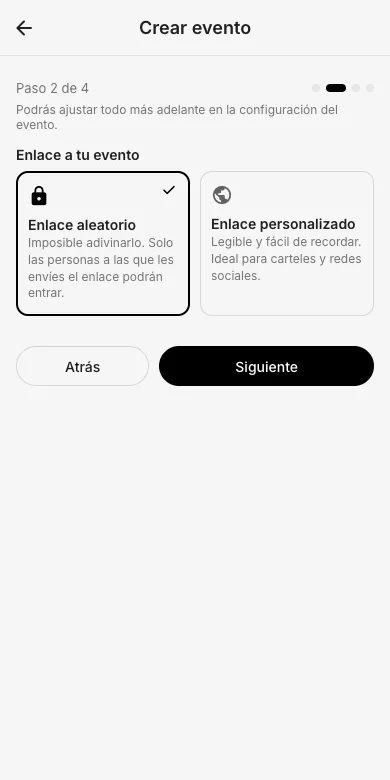 Paso 2: tu enlace del evento