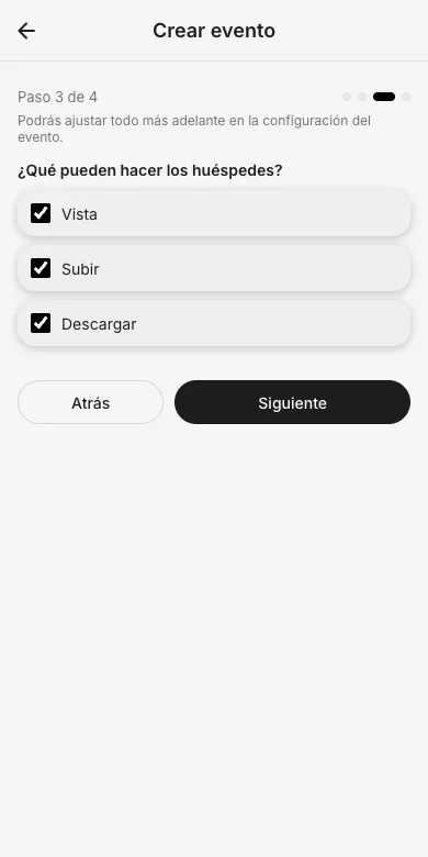 Paso 3: ¿qué pueden hacer los invitados?