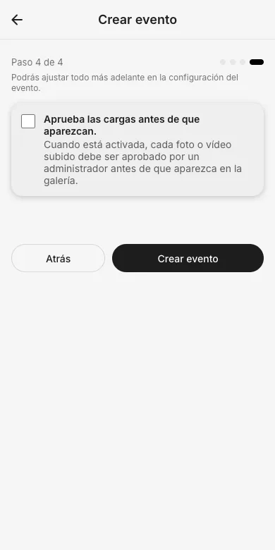 Paso 4: aprobación de subidas (opcional)