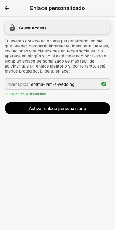 Abre el diálogo del enlace personalizado