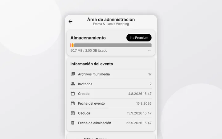 Duración y caducidad del evento