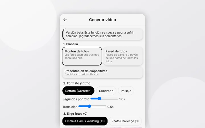Generar un vídeo con tus fotos