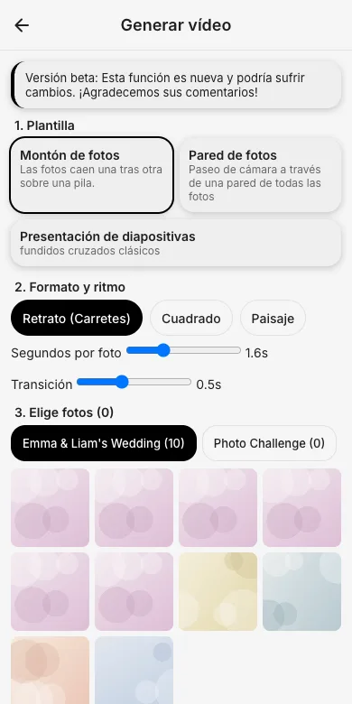 Plantilla, formato, fotos