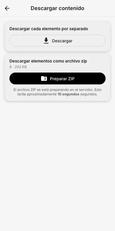 Elige la opción ZIP
