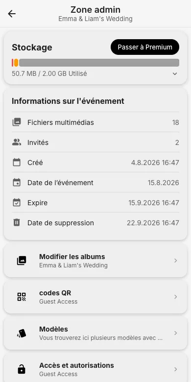 Ouvrez « Vers Premium »