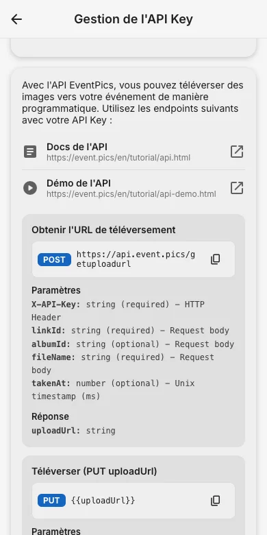 Générez votre clé API