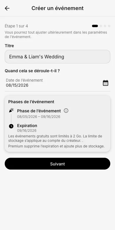 Étape 1 : titre et date