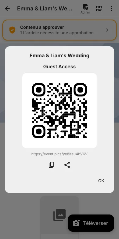 Touchez l'icône QR