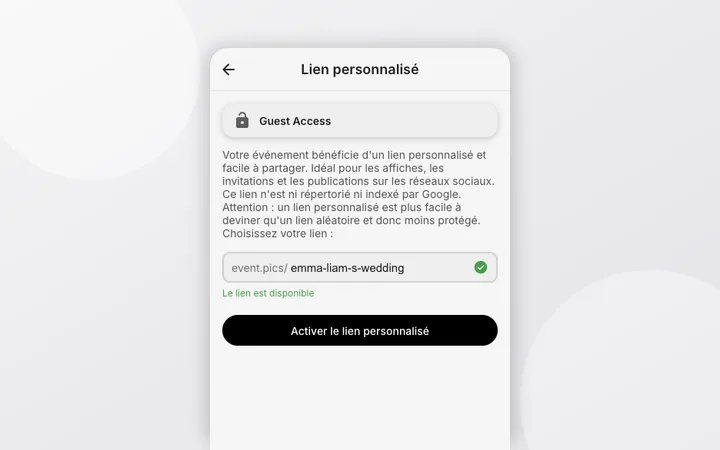 Configurer un lien personnalisé