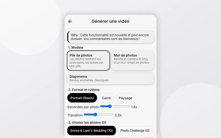 Générer une vidéo avec vos photos