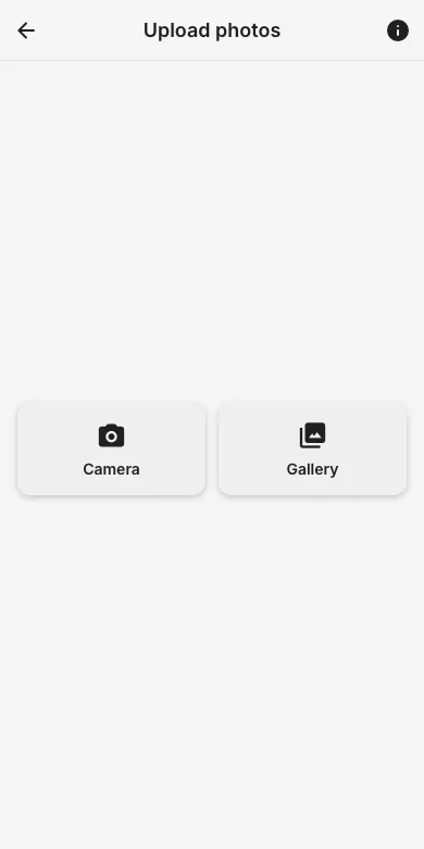 Upload dialog with camera and gallery options