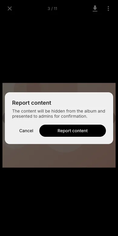 Report content confirmation dialog
