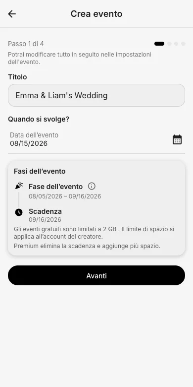 Passo 1: titolo e data