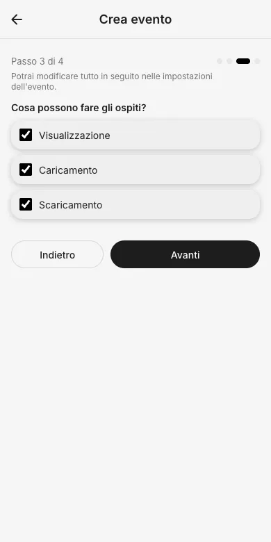 Passo 3: cosa possono fare gli ospiti?