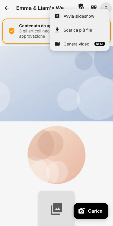Apri il menu dell'evento