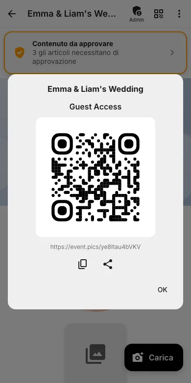 Tocca l'icona QR