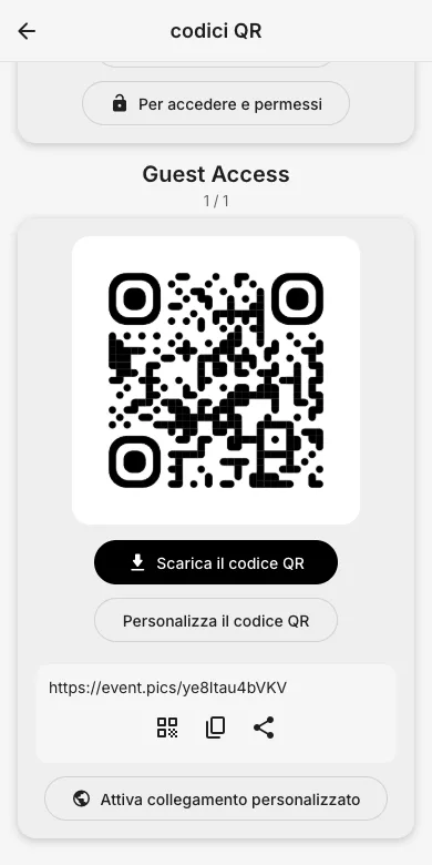 Condividi il codice QR corrispondente
