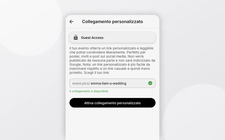 Impostare un link personalizzato