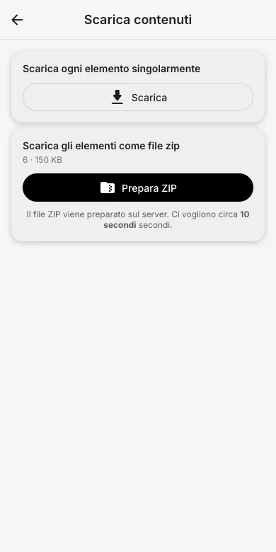 Scegli l'opzione ZIP