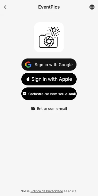 Escolhe como entrar