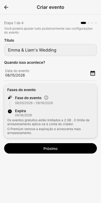 Passo 1: título e data