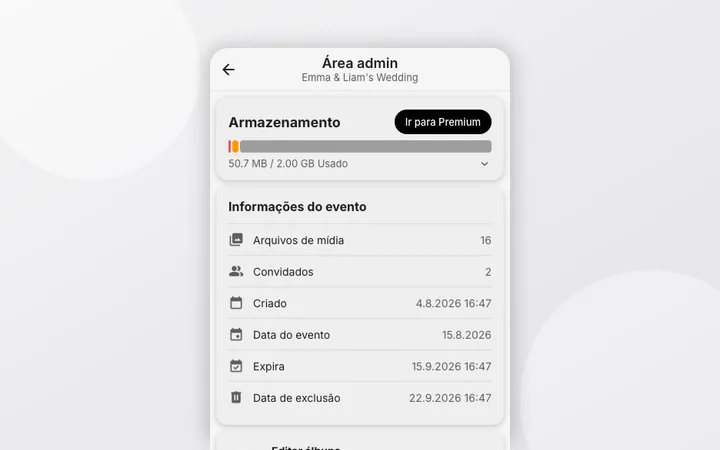 Duração e expiração do evento