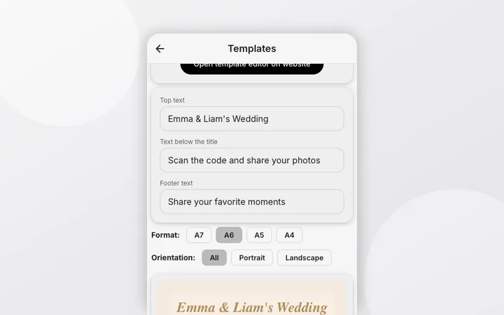Print QR templates