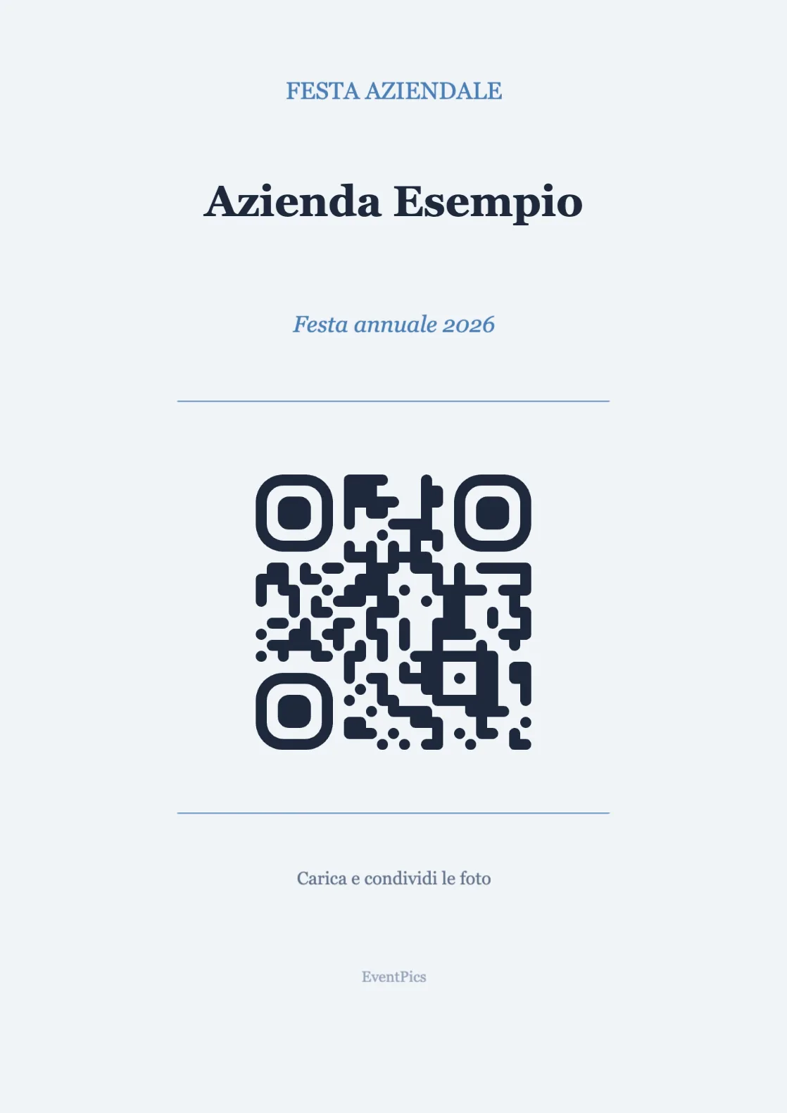 Modello di espositore con codice QR per feste aziendali, Professionale A4 verticale