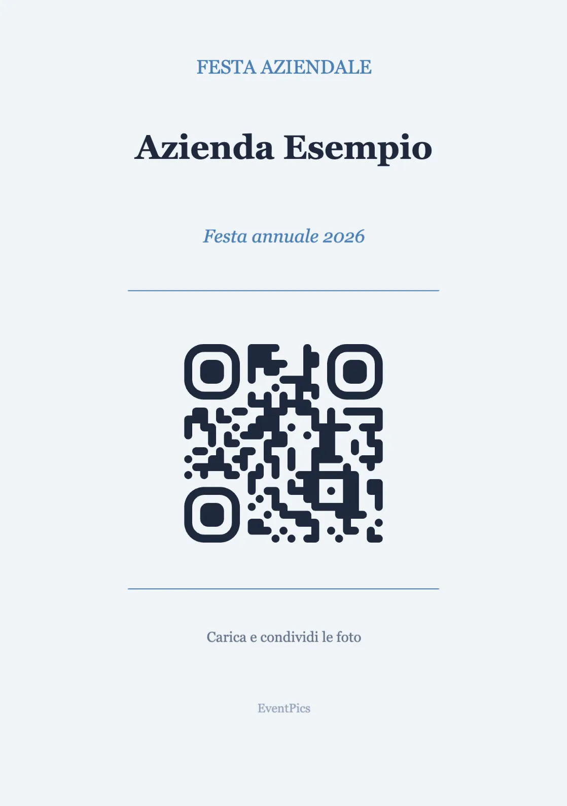 Modello di espositore con codice QR per feste aziendali, Professionale A5 verticale