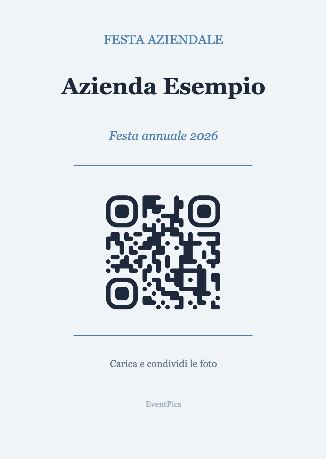 Modello di espositore con codice QR per feste aziendali, Professionale A6 verticale