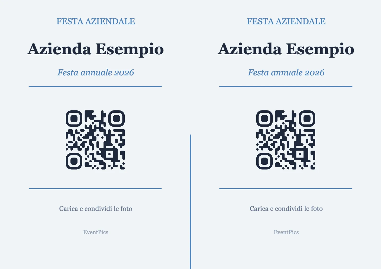 Modello di espositore con codice QR per feste aziendali, Professionale A7 orizzontale da piegare