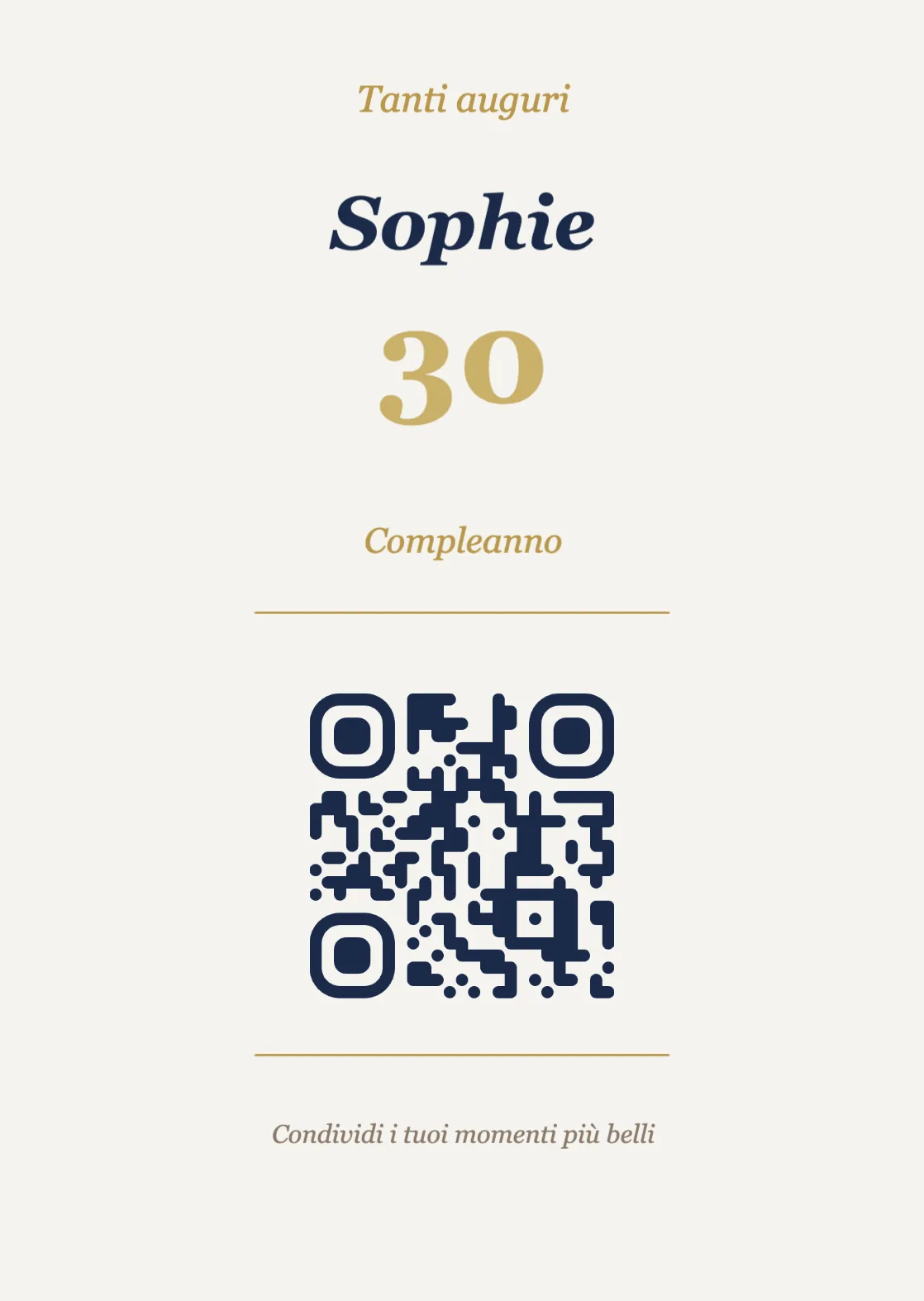 Modello di espositore con codice QR per compleanno, Elegante A6 verticale