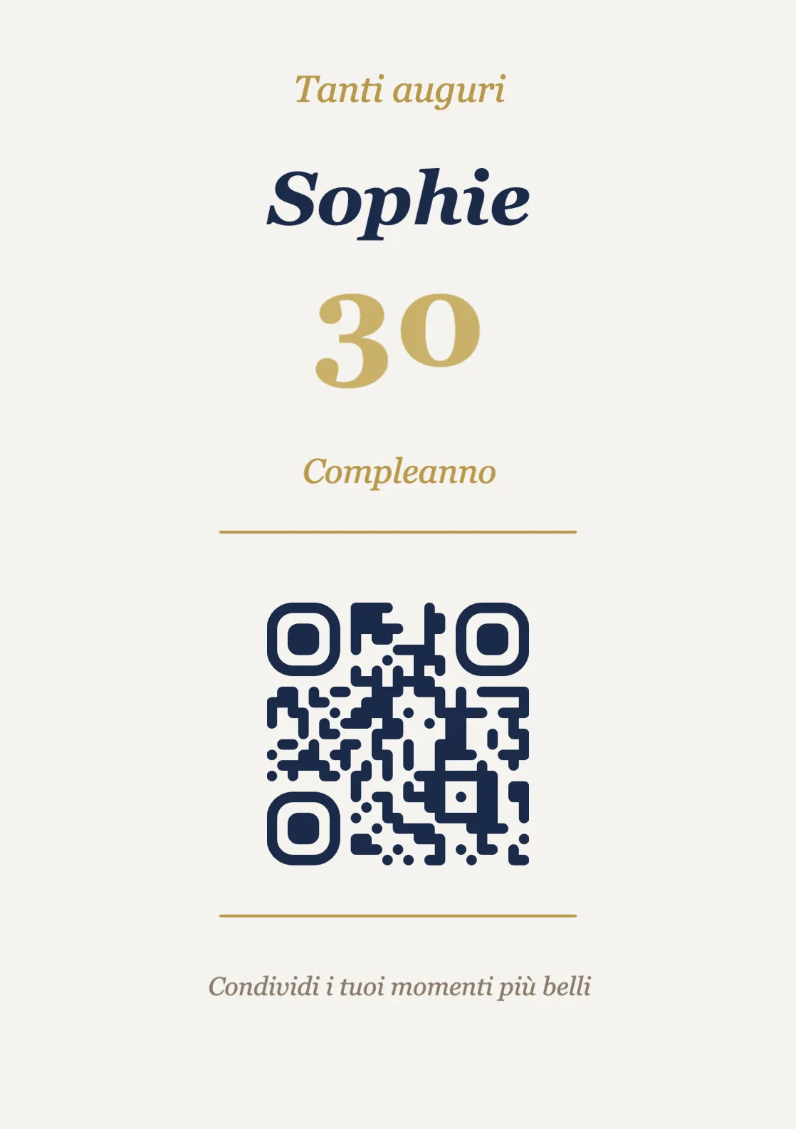 Modello di espositore con codice QR per compleanno, Elegante A7 verticale