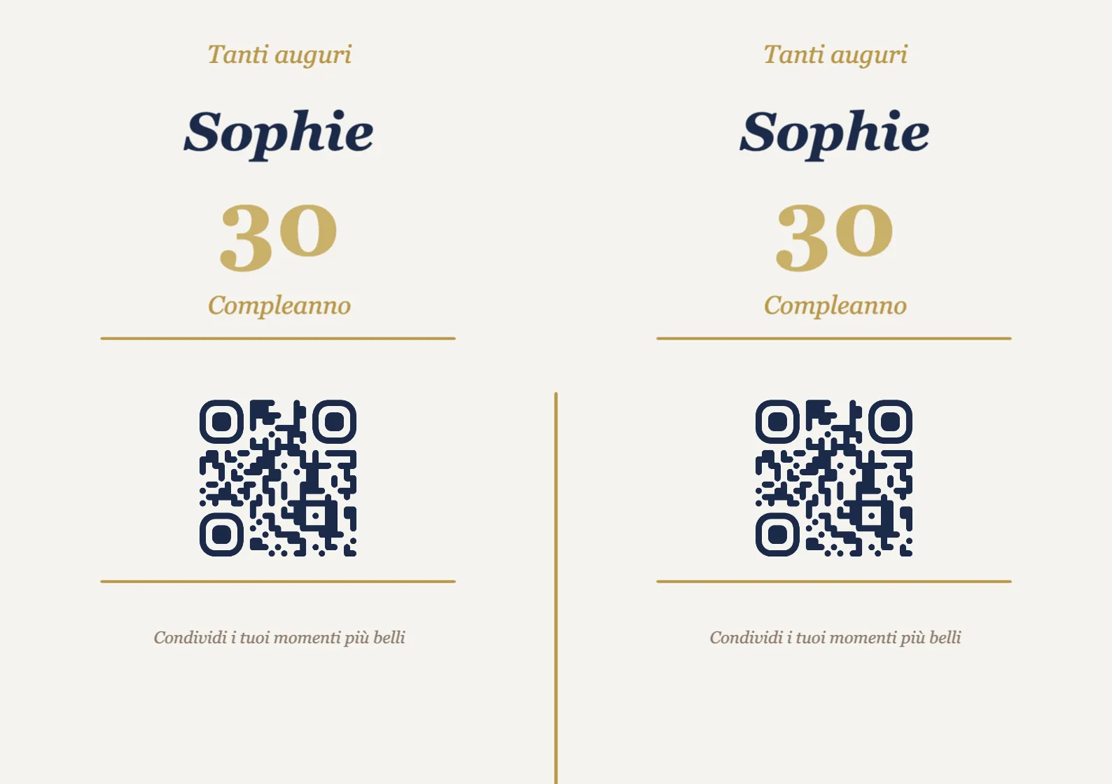 Modello di espositore con codice QR per compleanno, Elegante A7 orizzontale da piegare