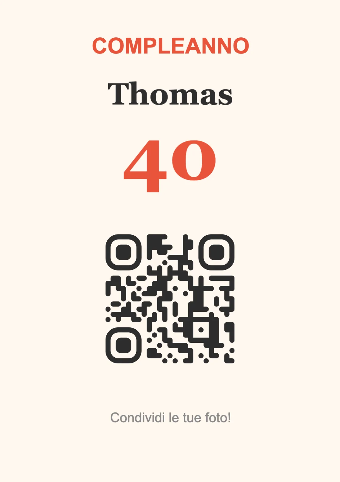 Modello di espositore con codice QR per compleanno, Festoso A7 verticale